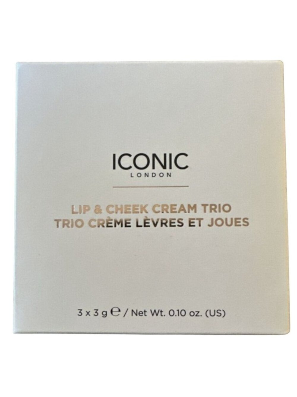 Iconic London Lip and Cheek Cream Trio Palette Mirrored Compact 3 Shades Mirror